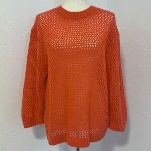 Aritzia | Babaton Open Knit Merino Wool Blend Coral Sweater